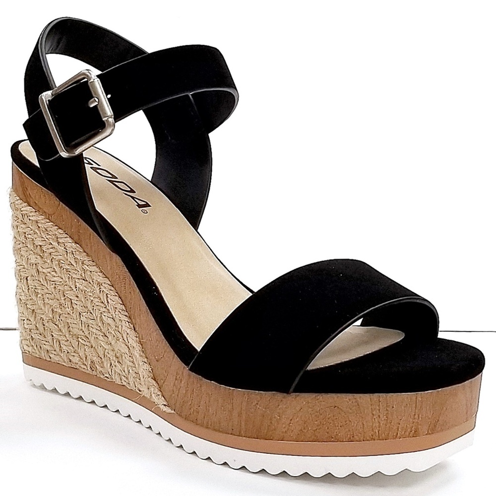 Black Platform Wedge Heel Espadrille Sandals, new in box 🥰